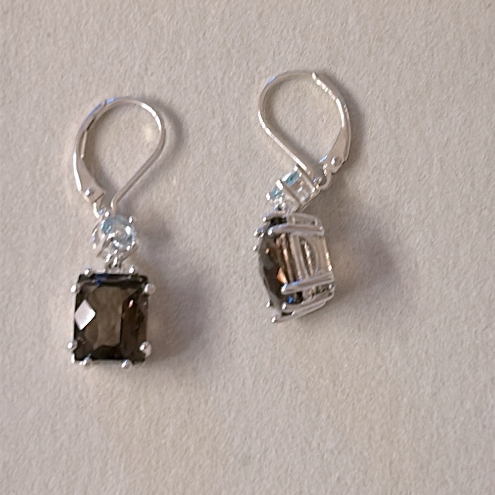 Ross Simon Smokey Quartz Aquamarine earrings - Picture 5 of 8